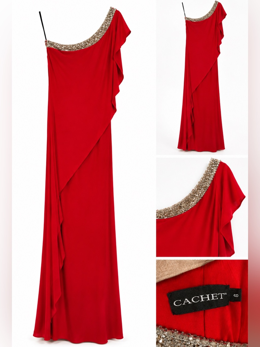 Elegant one-Shoulder evening gown